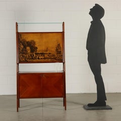 Cabinet with Bar Compartment Mahogany Veneer Vintage Italy, 1950s