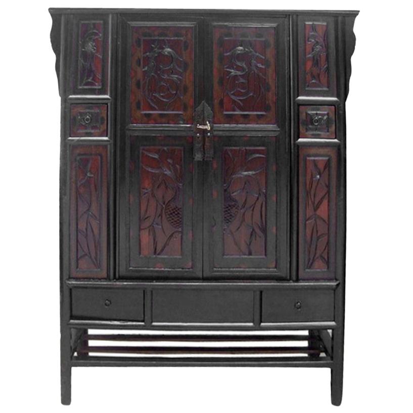 Cabinet with Carved Panel Doors For Sale
