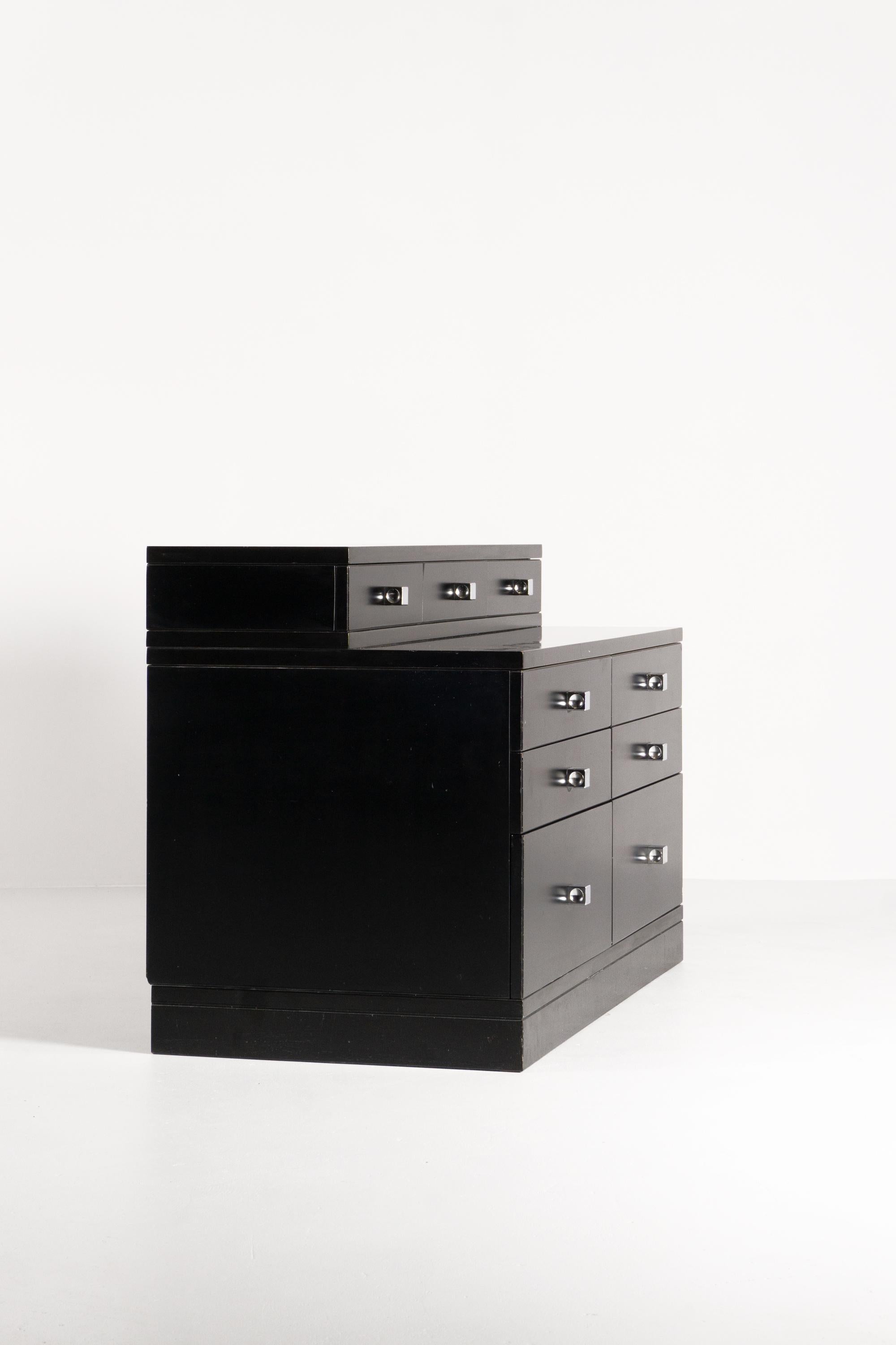 Mid-Century Modern Cabinet with Drawers, Black / Ico Parisi, 1970 For Sale