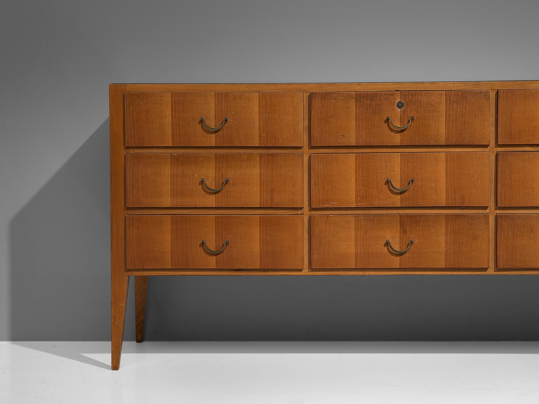Cabinet with Drawers in Walnut and Brass, Italy, 1950s 1