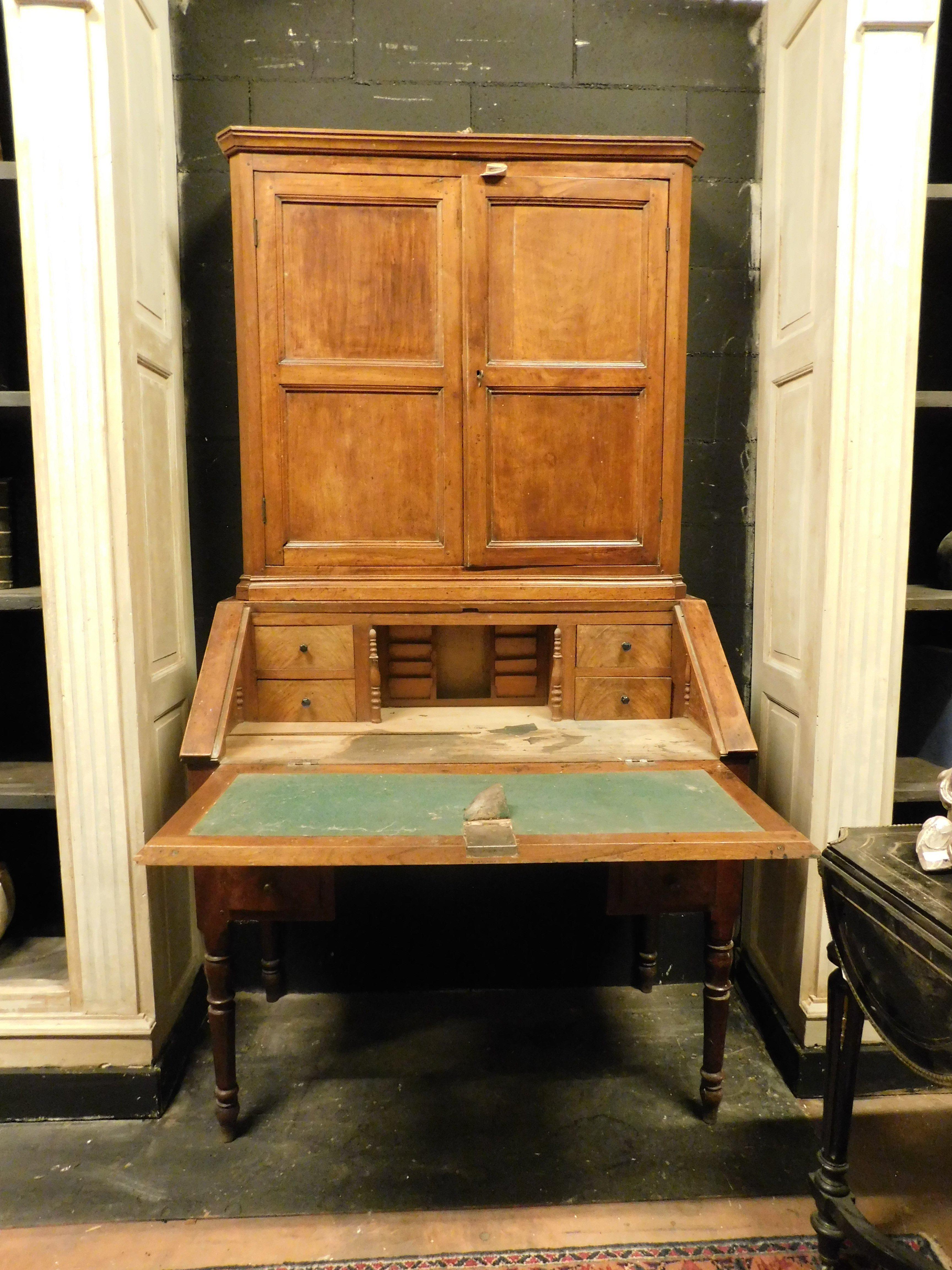 Cabinet with flap, walnut desk, Italy For Sale 2