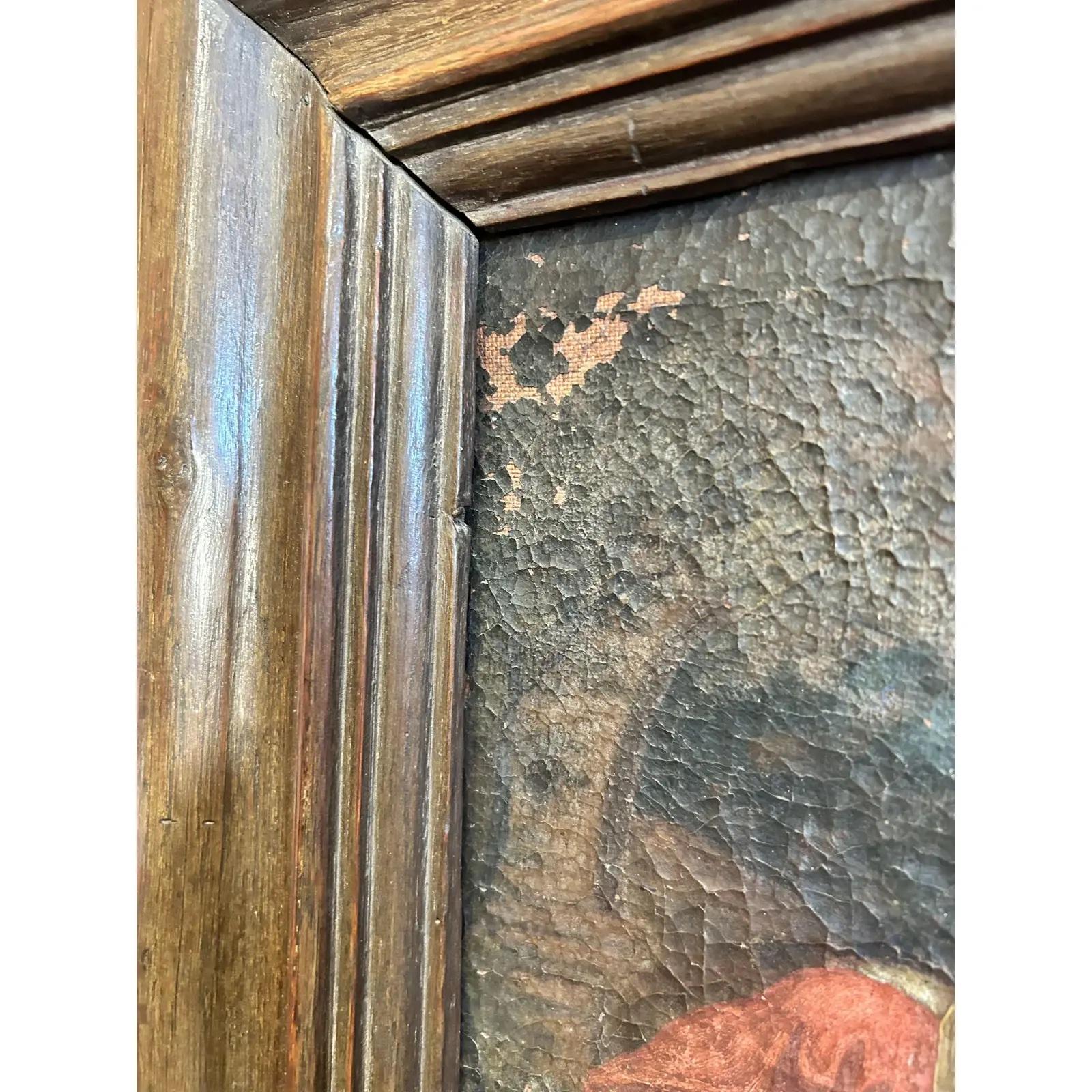 Peint à la main Cabinet avec peinture - 17e siècle, Bois français en vente