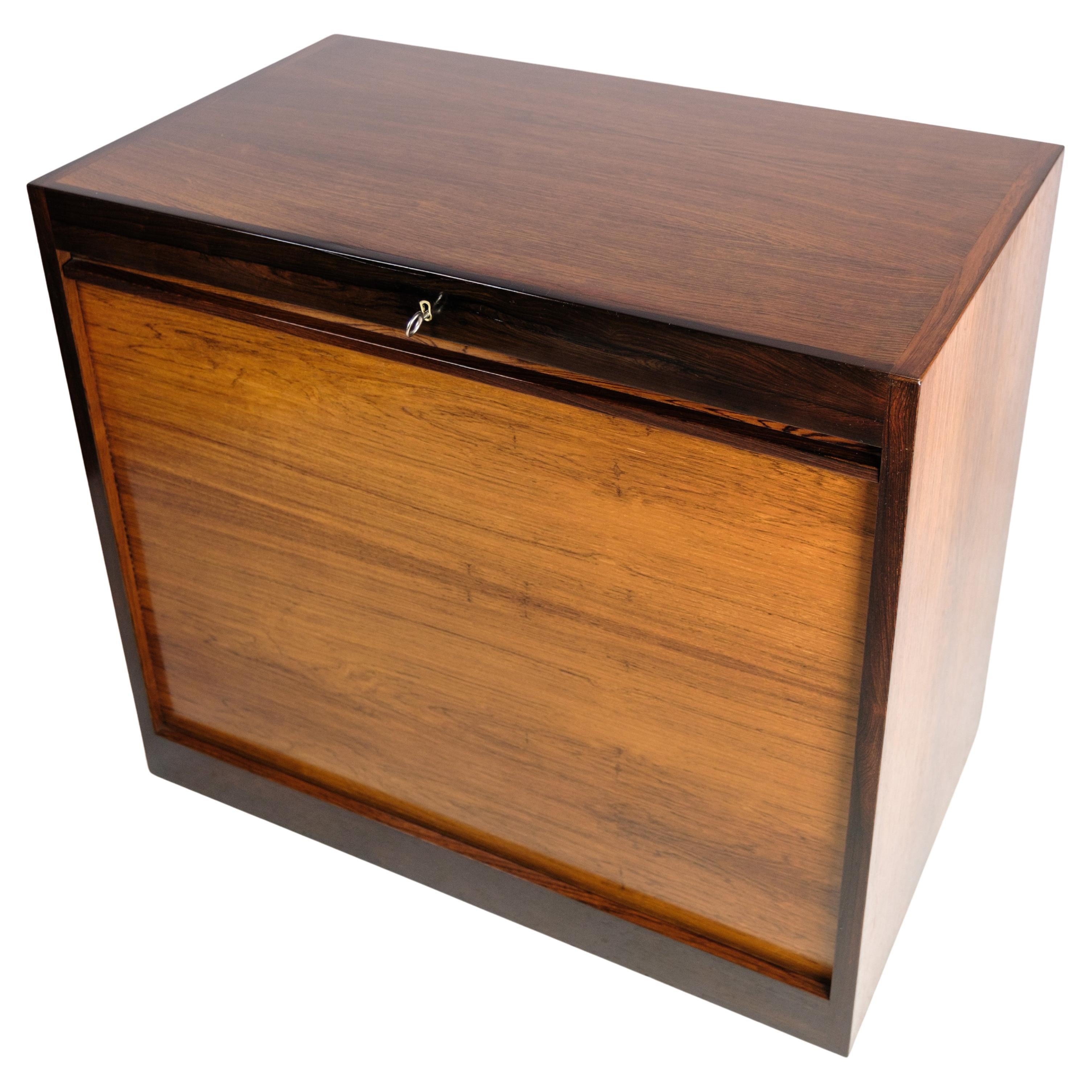 Cabinet With Pull-Up Door Made In Rosewood, Danish Design From 1960s