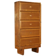 Cabinet with Retractable Doors Oak Veneer Vintage, Italy, 1940s