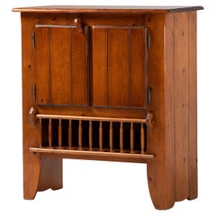 Cabinet with Spindle Towel Rack in Pine, France, 1950s