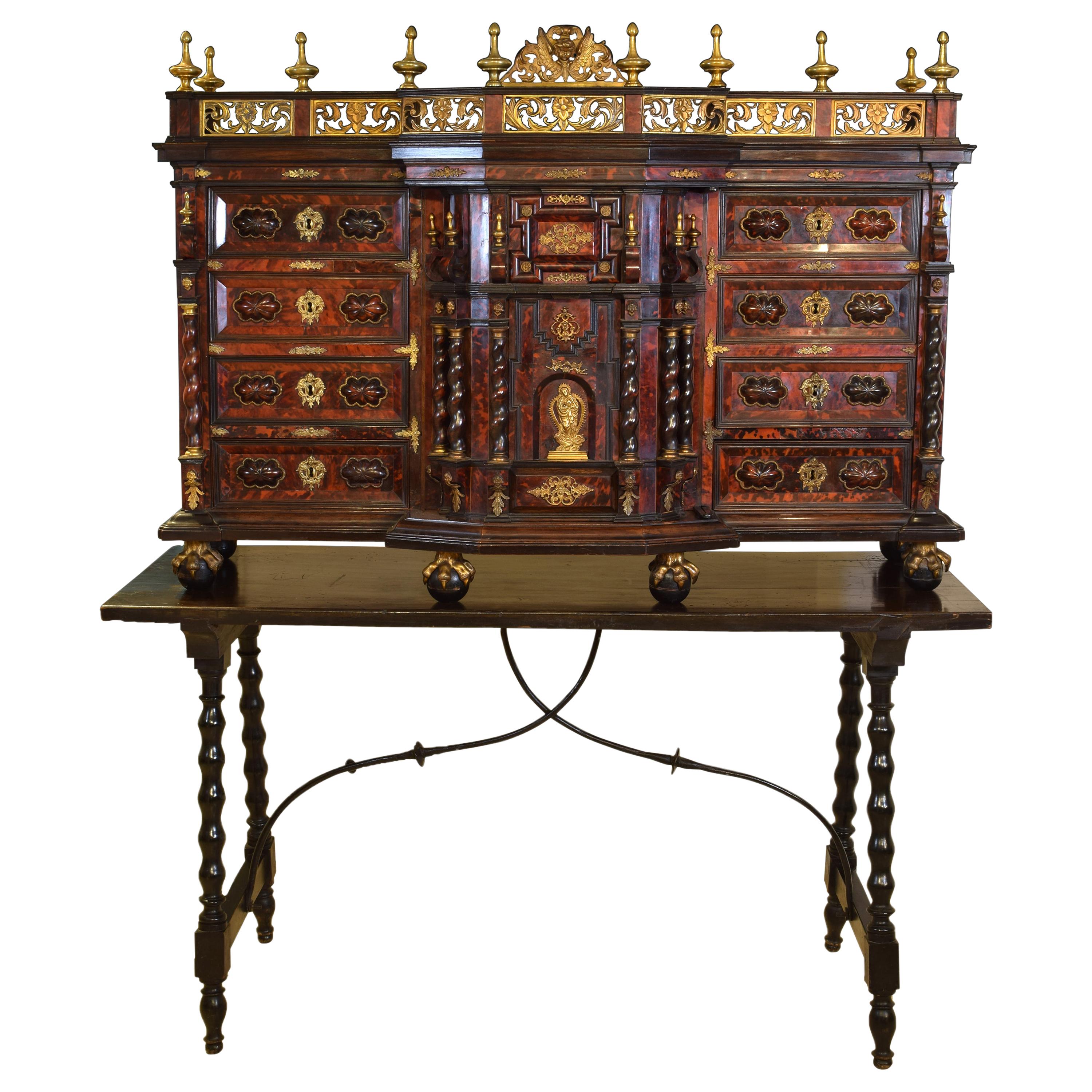 Cabinet with Table, Tortoiseshell, Bronze, Etc, Italy, 17th Century and Later For Sale