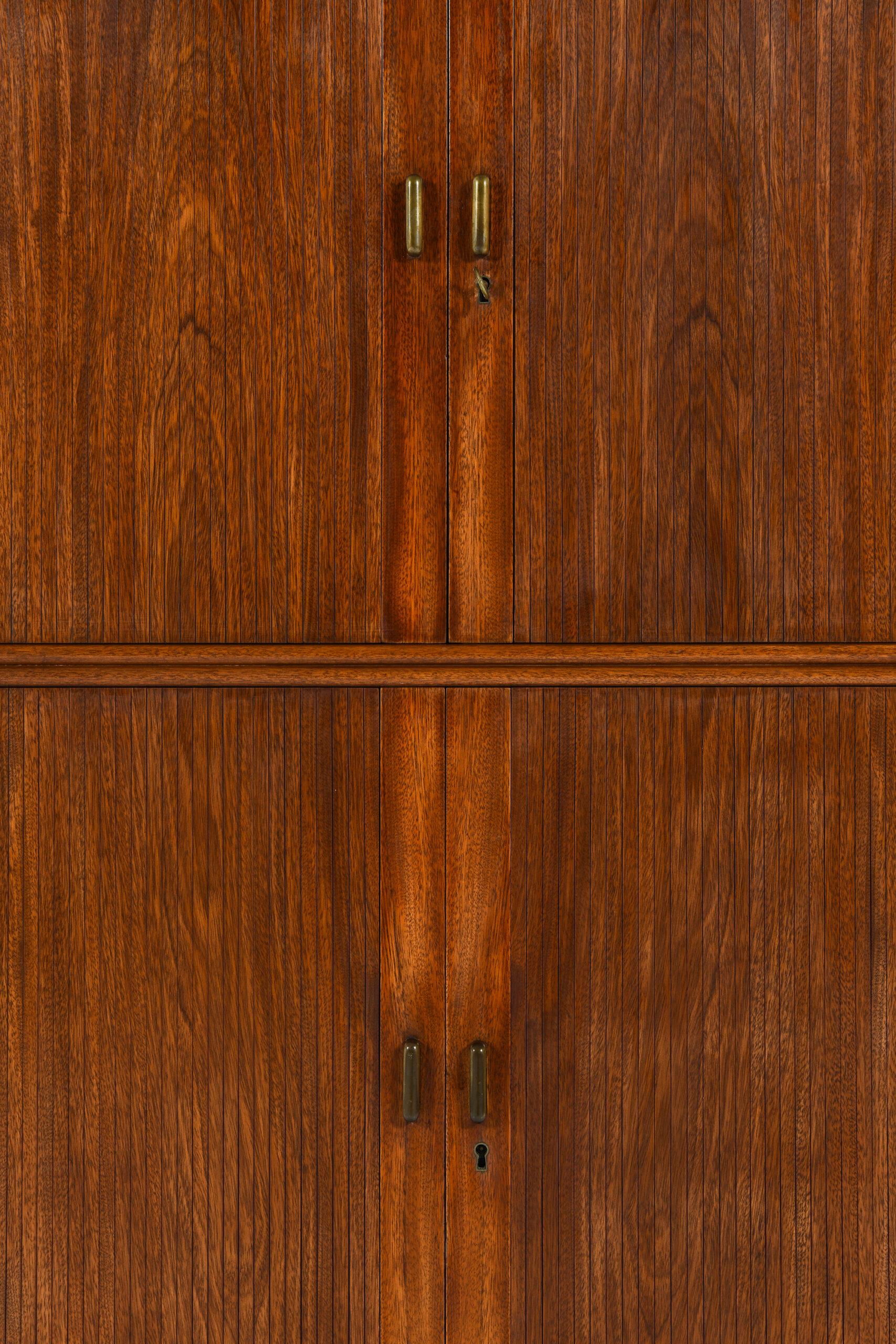 Scandinavian Modern Cabinet with Tambour Doors Attributed to Jacob Kjær