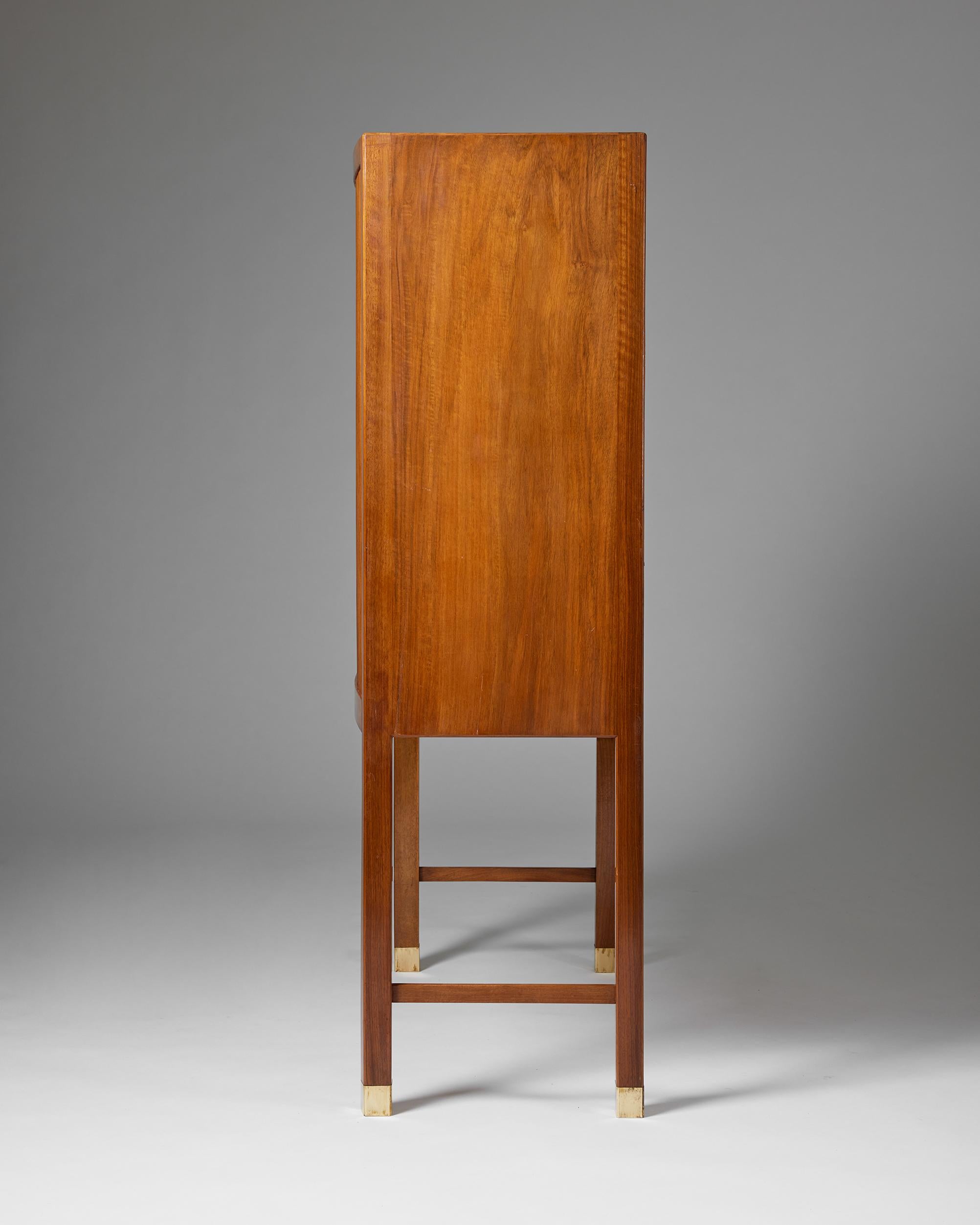 Mid-20th Century Cabinet with Tambour Doors Designed by a Danish Cabinetmaker, Denmark, 1950s For Sale