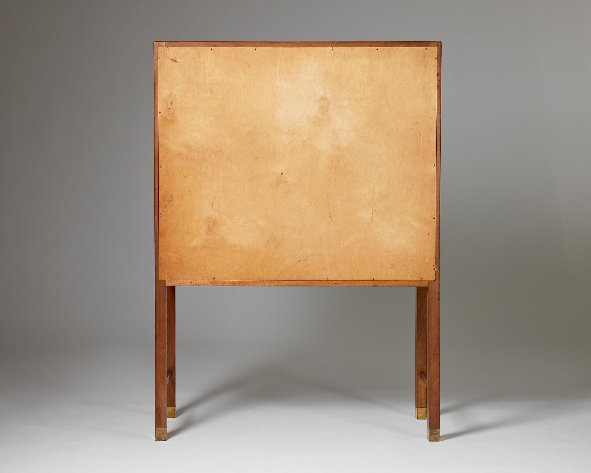 Brass Cabinet with Tambour Doors Designed by a Danish Cabinetmaker, Denmark, 1950s For Sale