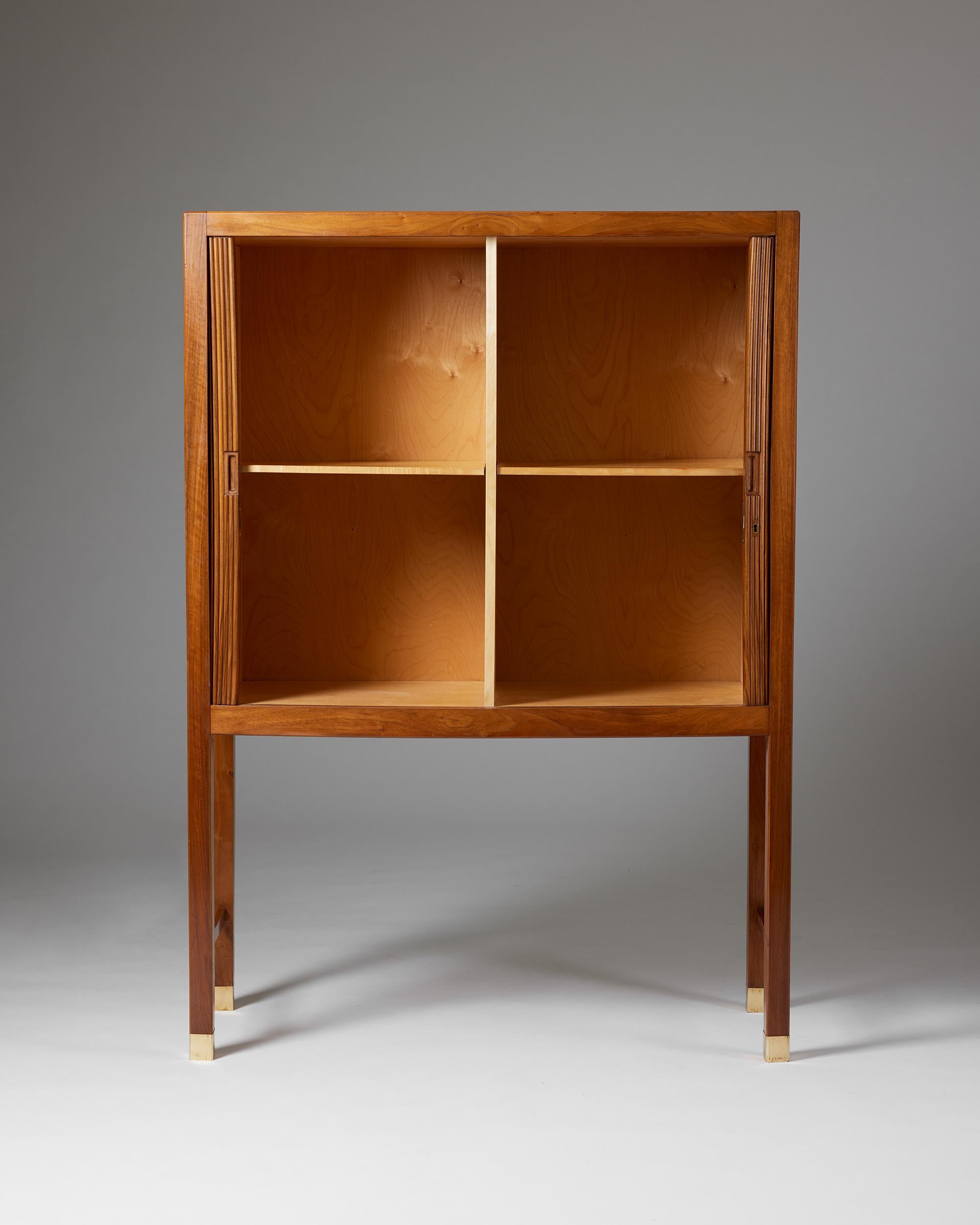 Cabinet with Tambour Doors Designed by a Danish Cabinetmaker, Denmark, 1950s For Sale 3