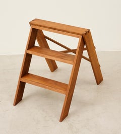 Cabinetmaker's Folding Step Ladder in Teak and Brass, Denmark, 1940s