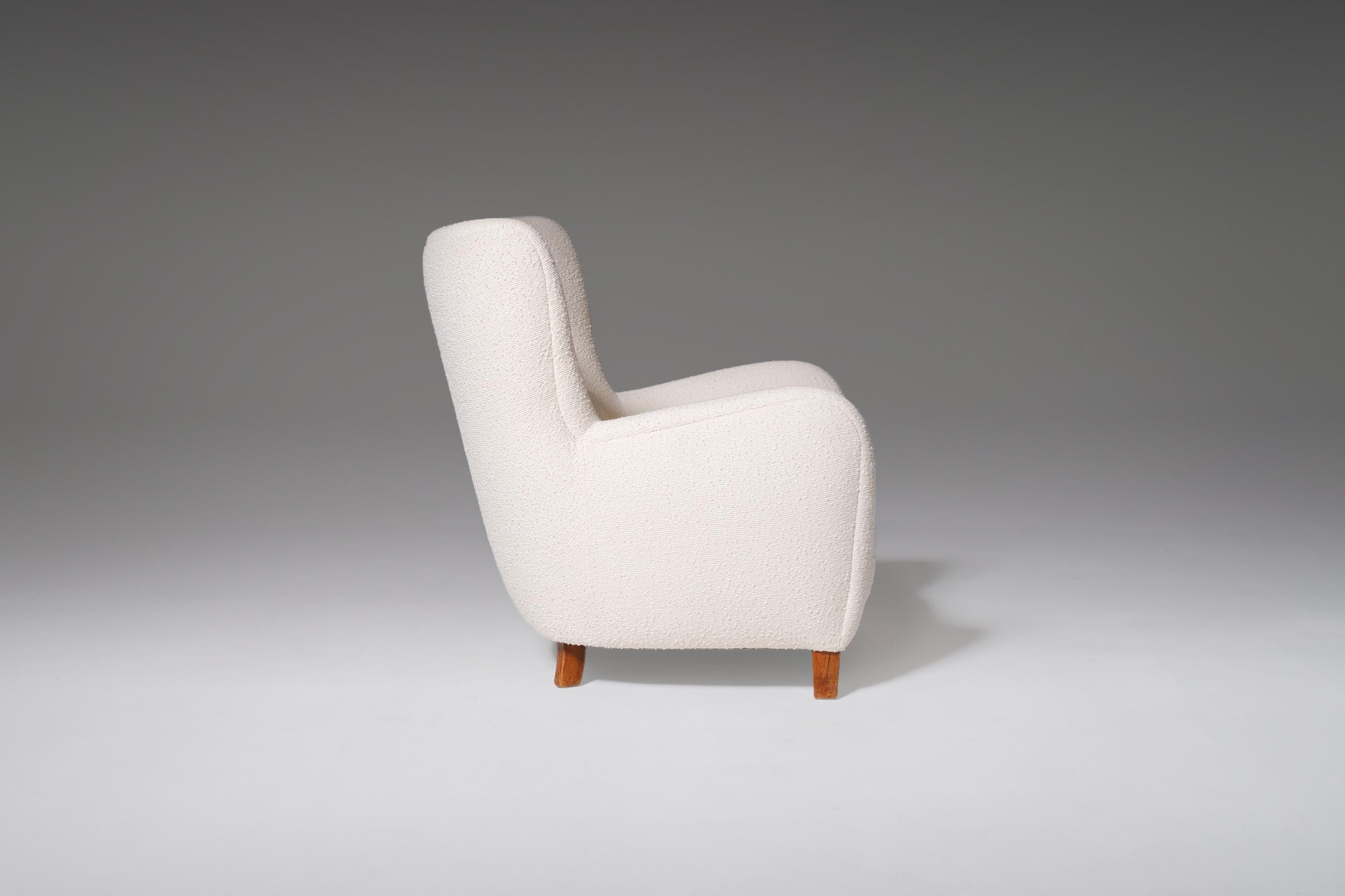 Scandinavian Modern Cabinetmakers High-Back Lounge Chair in the Style of Frits Hansen, 1940s