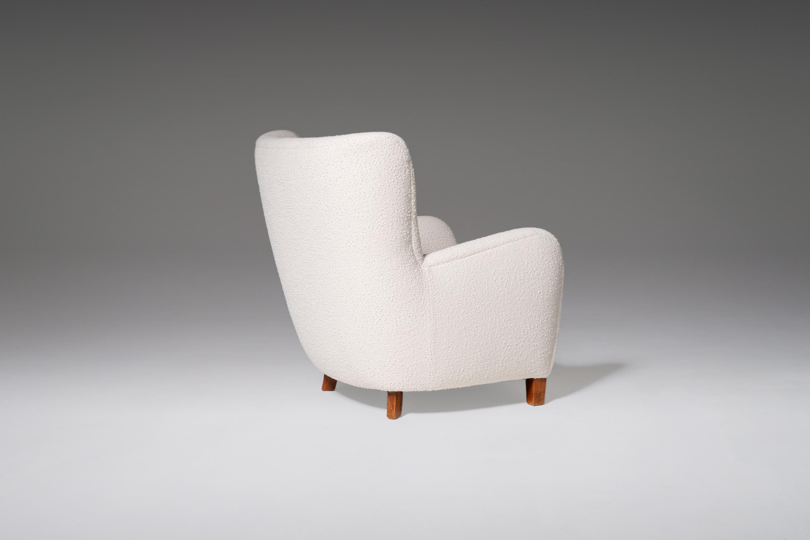 Danish Cabinetmakers High-Back Lounge Chair in the Style of Frits Hansen, 1940s