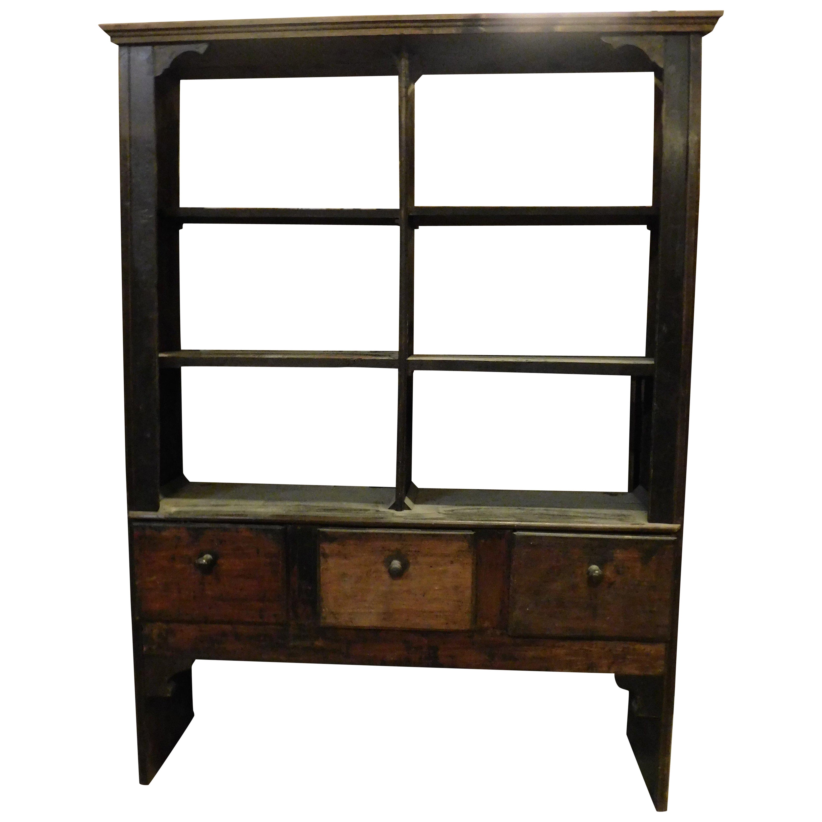 Armarios credenzas librería rústica etagere en madera de álamo, italia