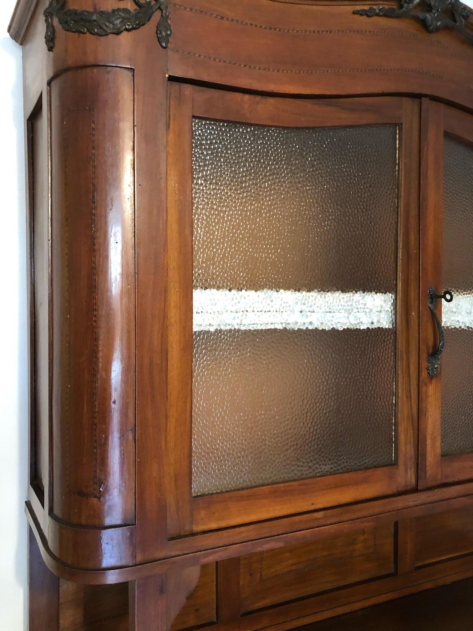 Glass Cabinets Italian Showcase in National Walnut in Natural Color Art Deco Style 2 For Sale