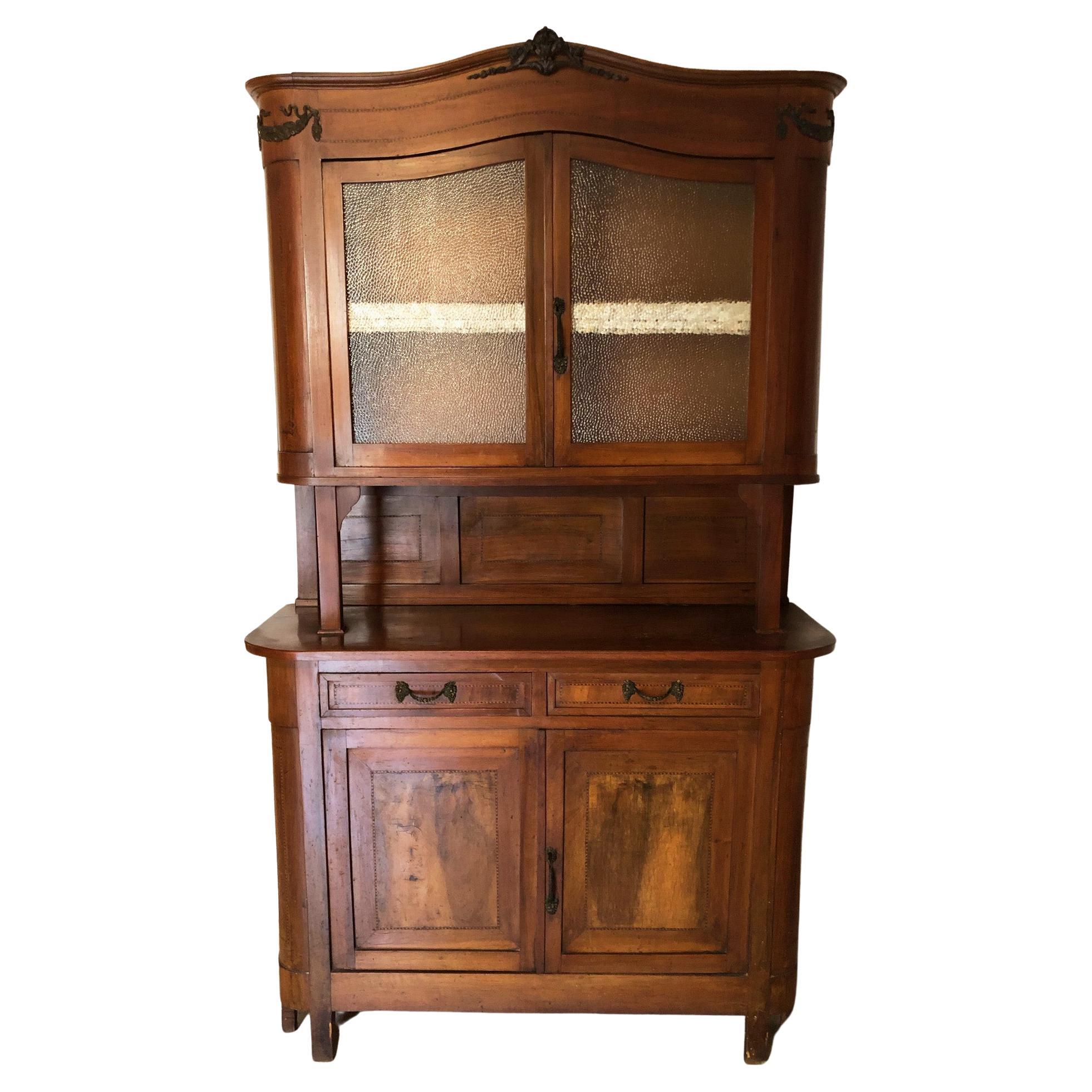 Cabinets Italian Showcase in National Walnut in Natural Color Art Deco Style 2 For Sale