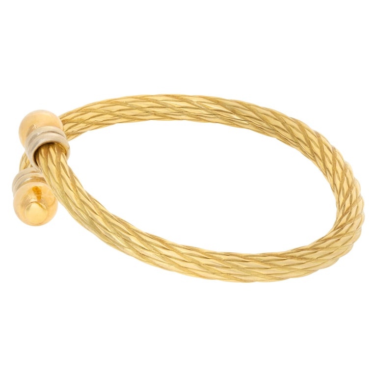 Cable Bangles Cable Bangle, Tri-Color 'Yellow, White and Rose Gold' For Sale at 1stDibs