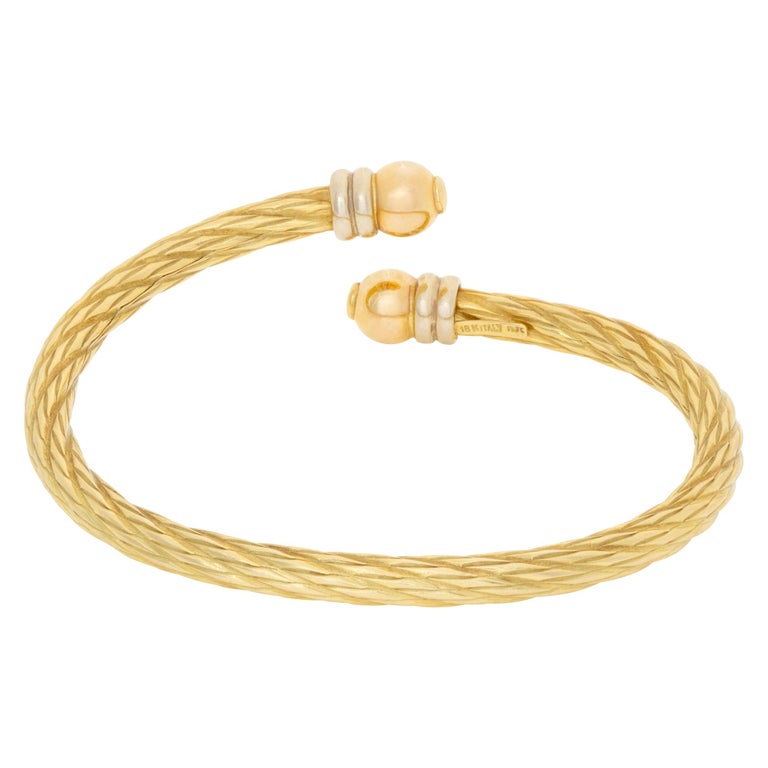 Cable Bangles Cable Bangle, Tri-Color 'Yellow, White and Rose Gold' For Sale at 1stDibs