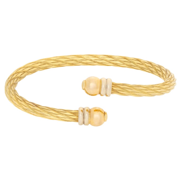Cable Bangles Cable Bangle, Tri-Color 'Yellow, White and Rose Gold' For Sale at 1stDibs