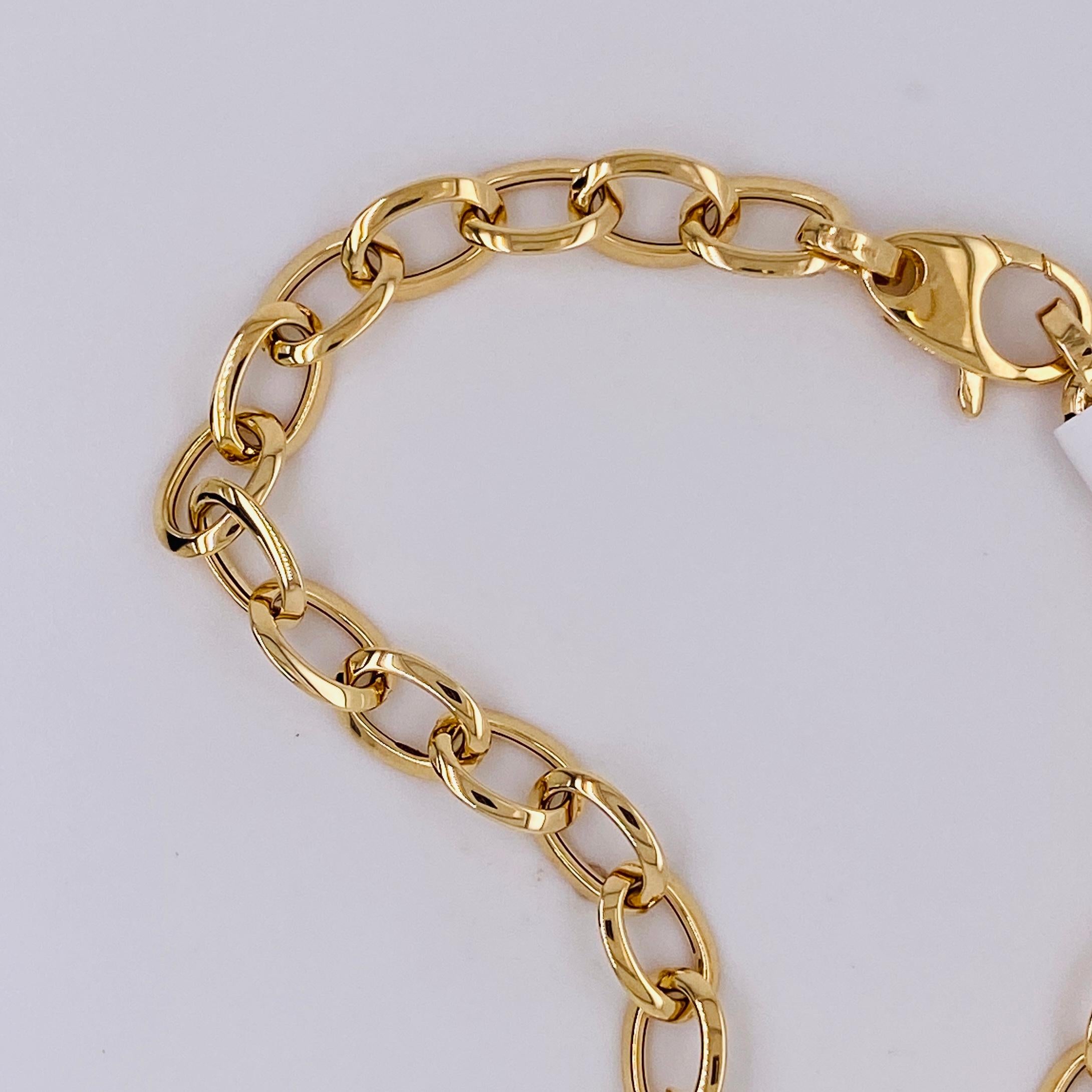 Bracelet à maillons épais en chaîne câblée, or jaune 14 carats Bracelet Stack Neuf - En vente à Austin, TX