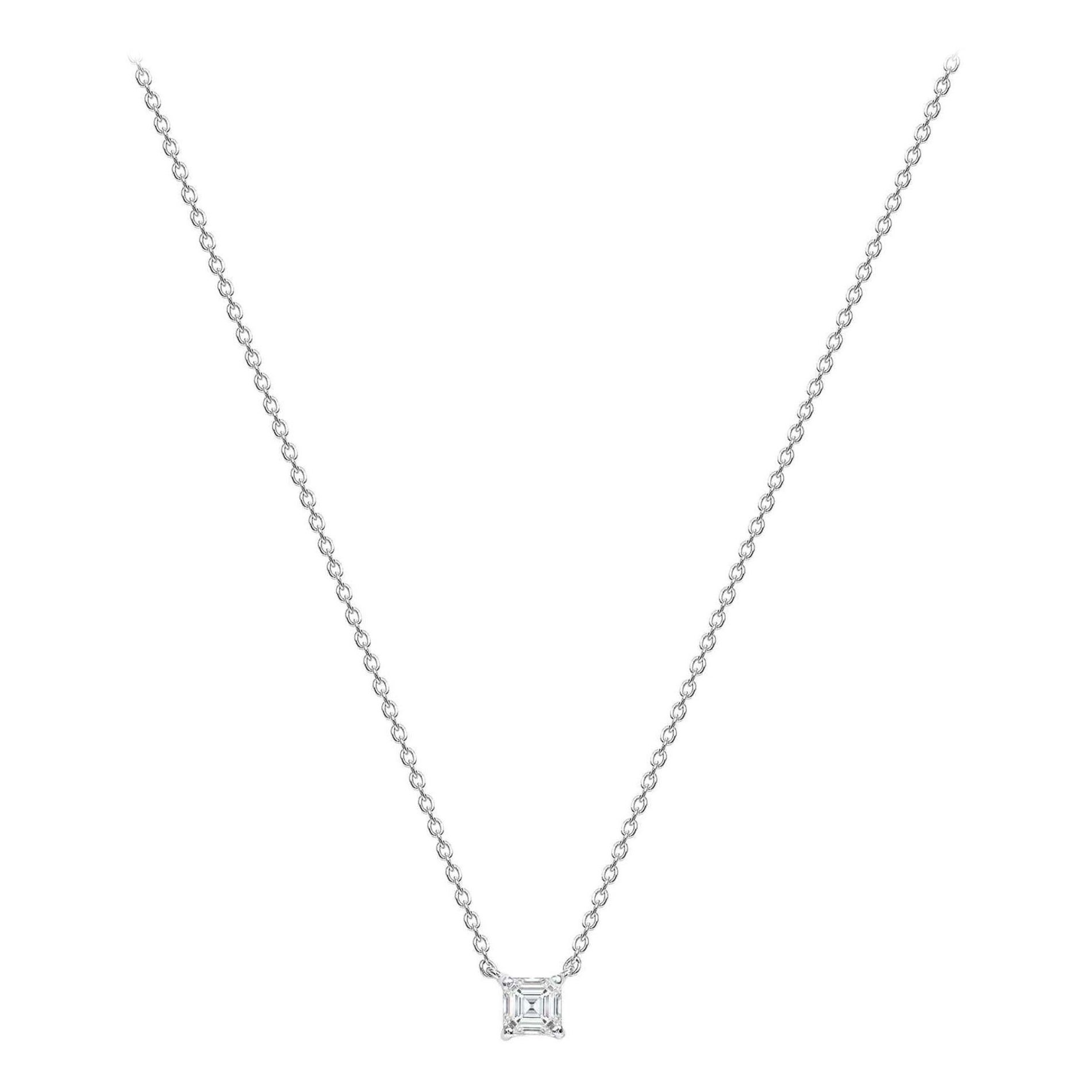 Collana con catena di diamanti in oro 14K con taglio Asscher in vendita