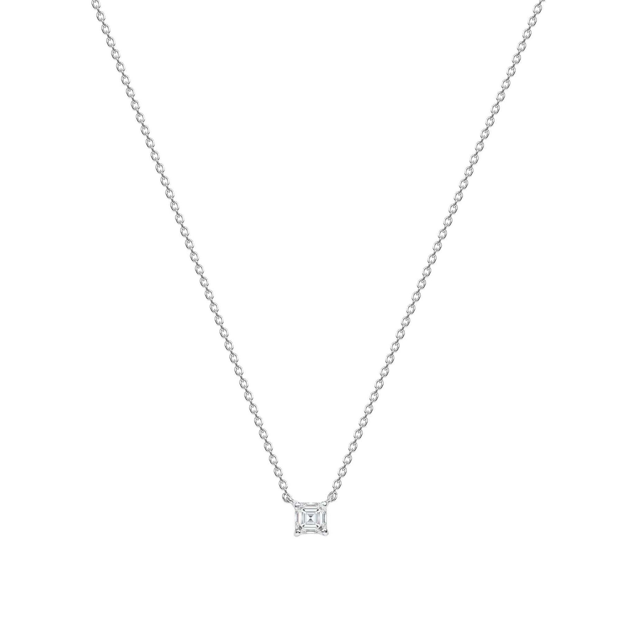 Collier Asscher en or 14K avec chaîne de câbles et diamants
