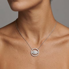 1ct Round Diamond 14K Gold Eye Cable Chain Necklace