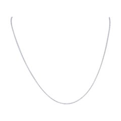 Cable Chain Necklace, 14 Karat White Gold Lobster Claw Clasp