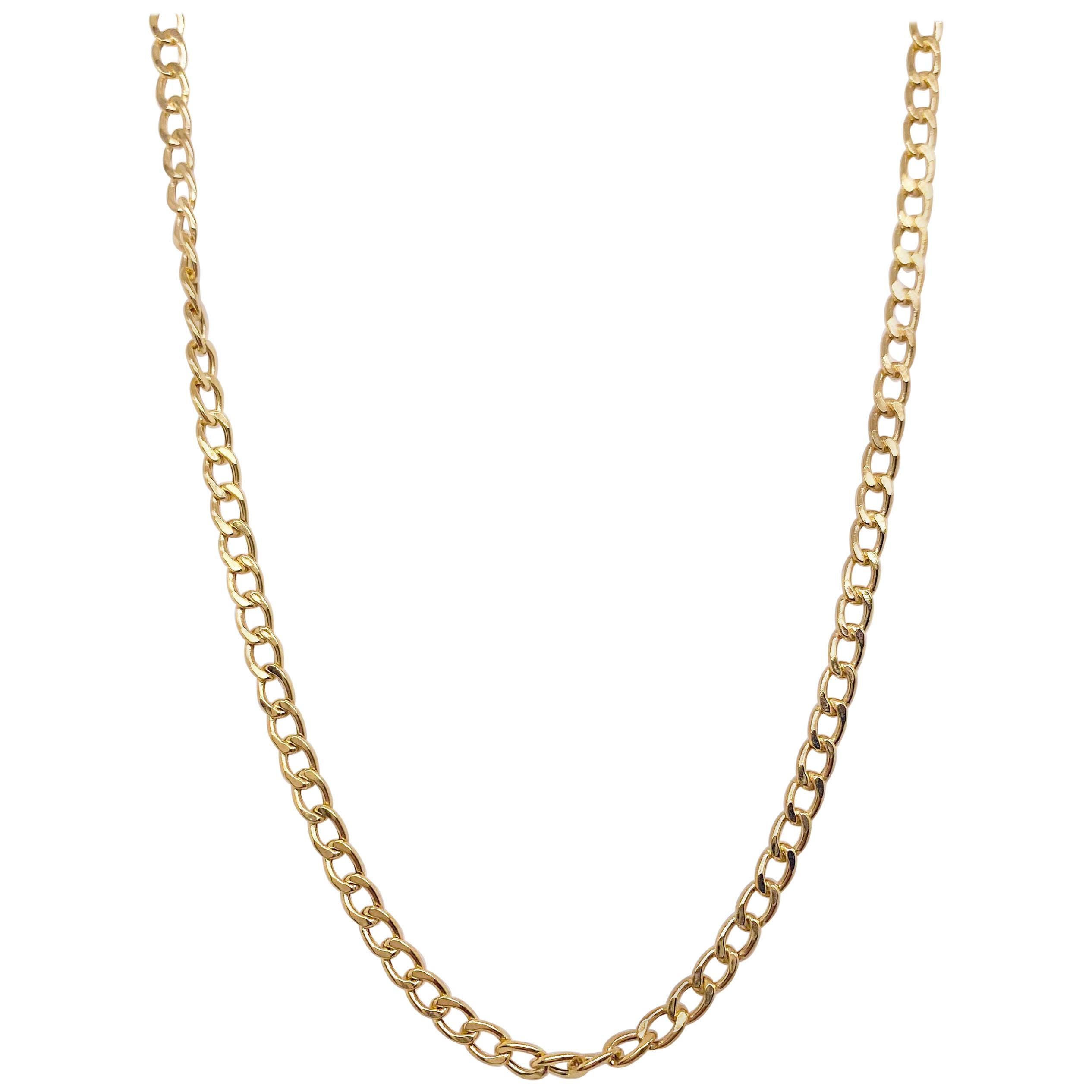 Cable Chain Necklace, 14 Karat Yellow Gold