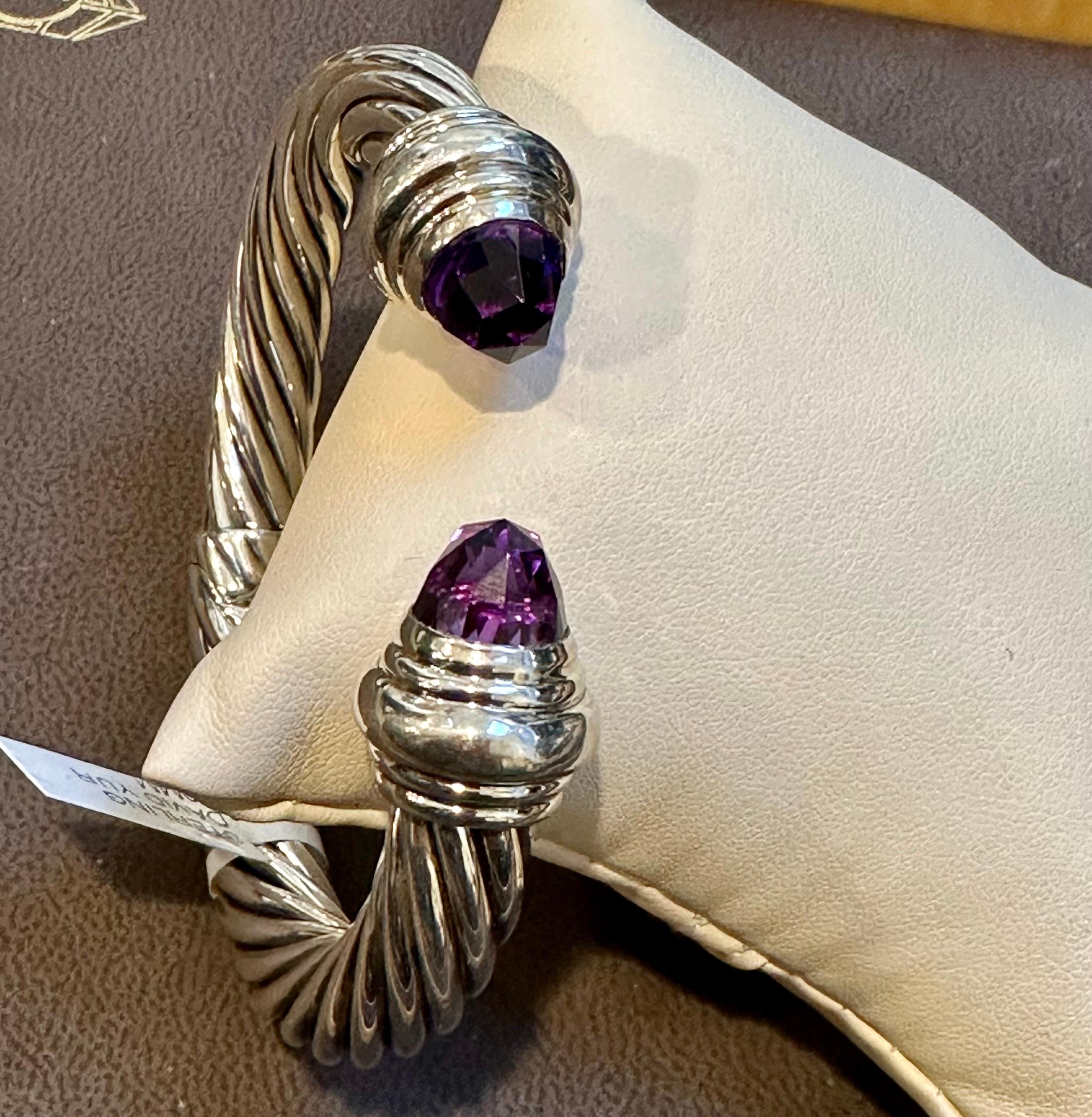 Cabochon Cable Classics Bracelet in Sterling Silver with Amethyst Hinged Bangle