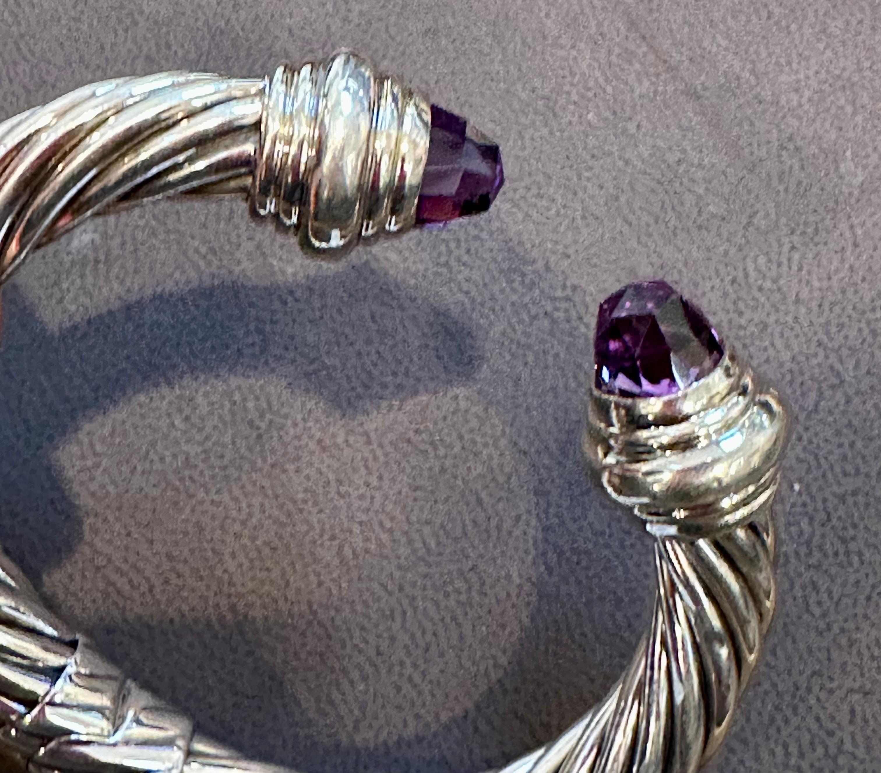 Cable Classics Bracelet in Sterling Silver with Amethyst Hinged Bangle 1
