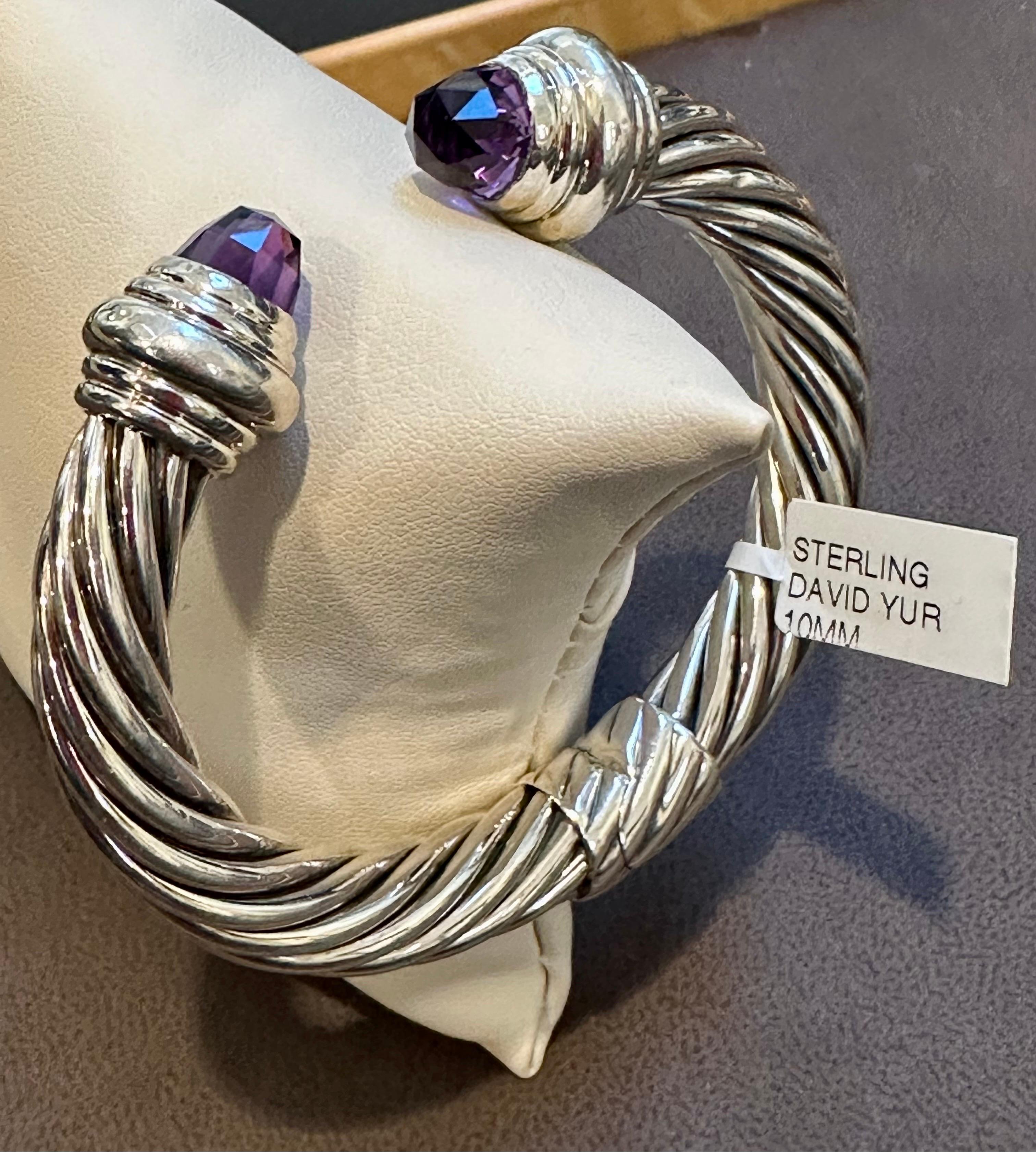 Cable Classics Bracelet in Sterling Silver with Amethyst Hinged Bangle 2