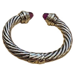 Cable Classics Bracelet in Sterling Silver with Amethyst Hinged Bangle
