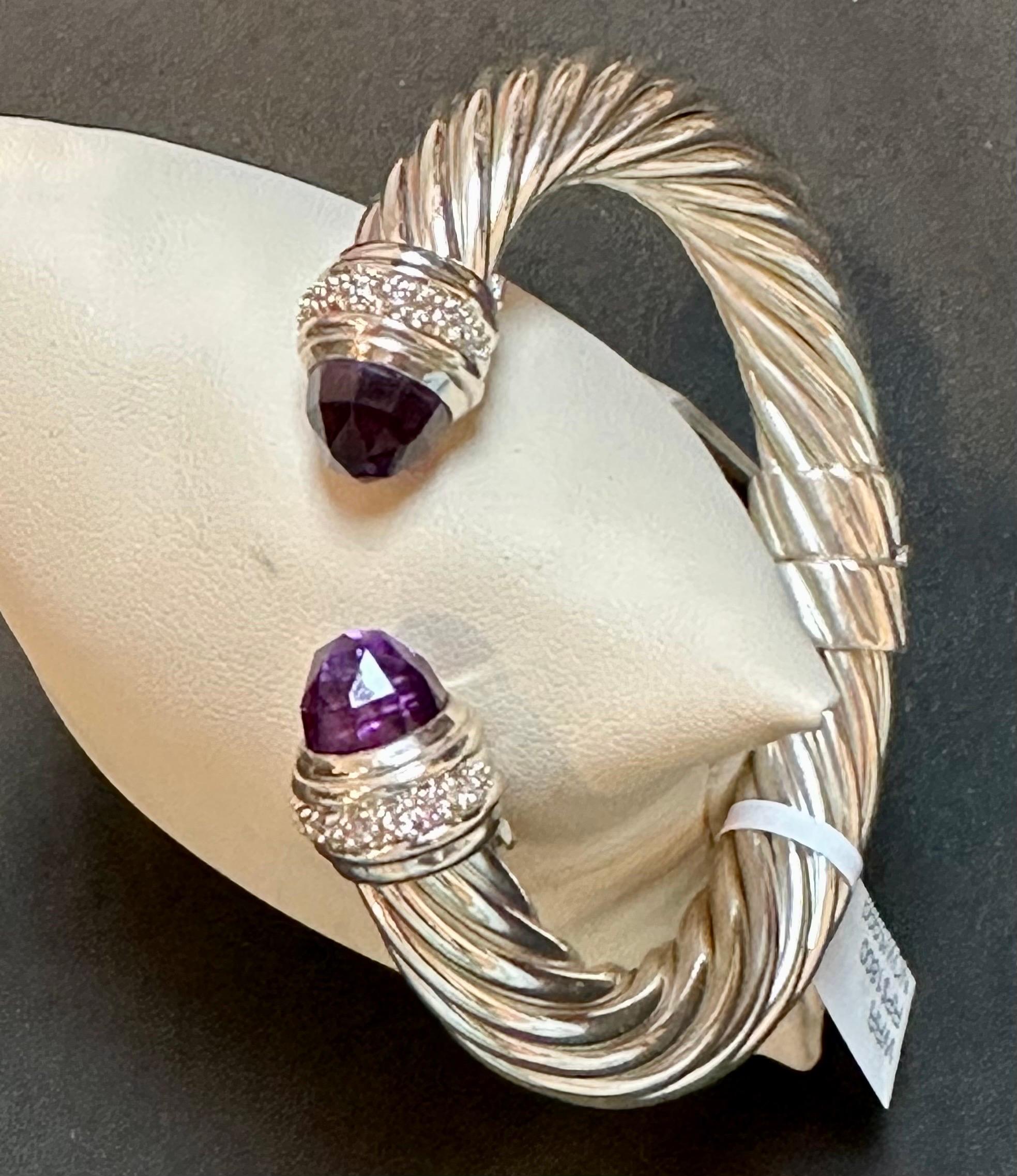 Cable Classics Armband aus Sterlingsilber mit Amethyst und Pavé-Diamanten 6