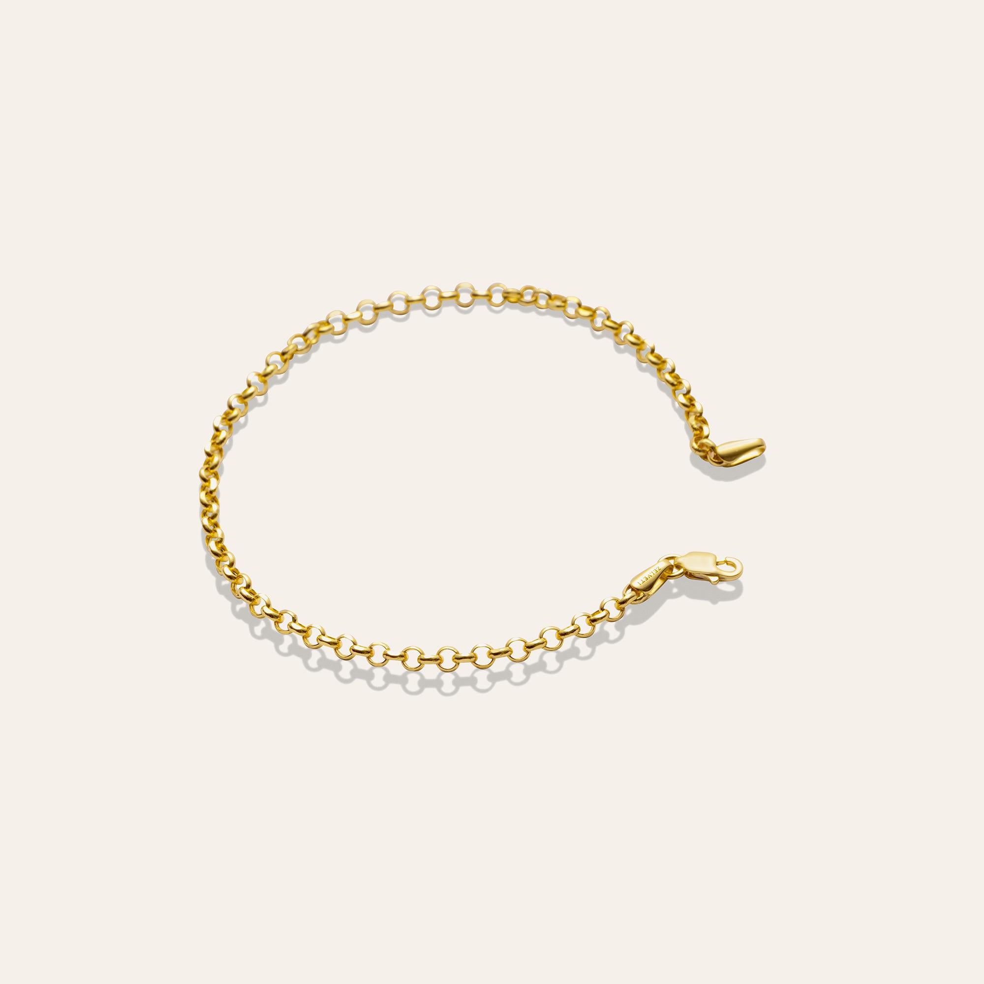 Cable Dainty Link Chain Bracelet Solid Gold Minimalist Handmade 14 Karat In New Condition For Sale In Patchogue, NY