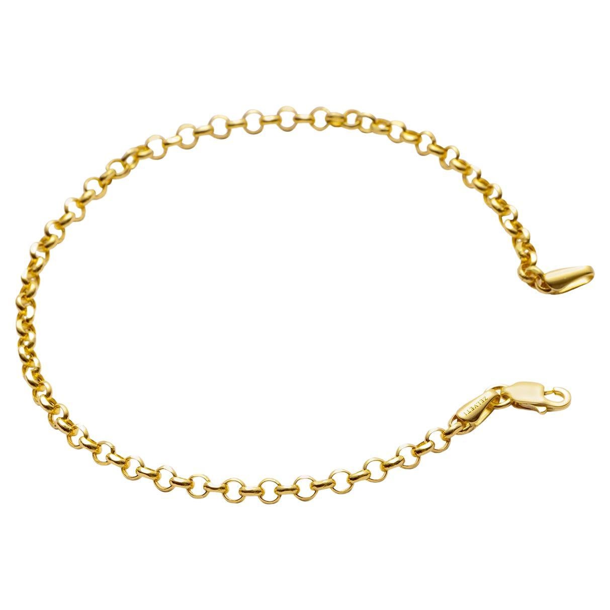 Cable Dainty Link Chain Bracelet Solid Gold Minimalist Handmade 14 Karat For Sale