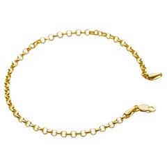 Bracelet chaîne à maillons souples en or massif, fait à la main, 14 carats