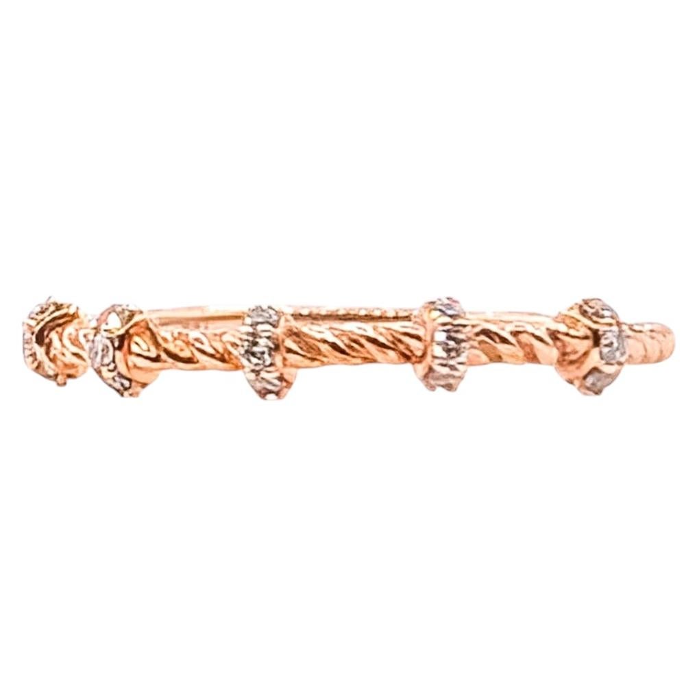 Cable Diamond Band Ring in 10k Rose Gold