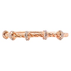 Cable Diamond Band Ring in 10k Rose Gold