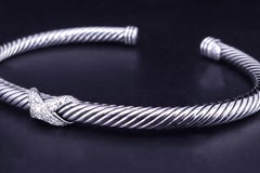 Cable Flex X Station Bracelet Sterling Silver with Diamonds, 4mm