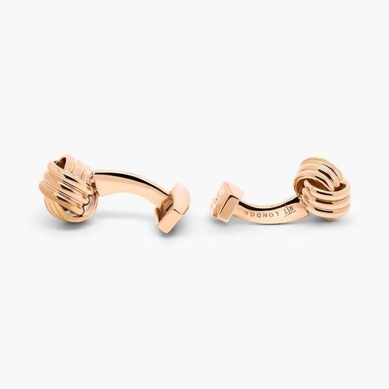 Cable Knot Cufflinks in Rose Gold Plated Stainless Steel In New Condition For Sale In Fulham business exchange, London