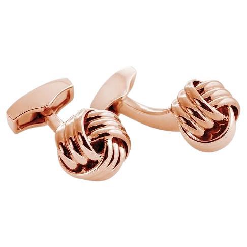 Cable Knot Cufflinks in Rose Gold Plated Stainless Steel For Sale