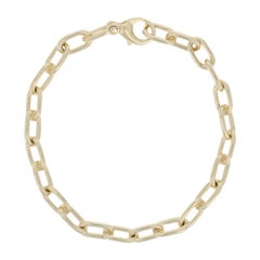 Vintage Cable Link Bracelet, 14 Karat Yellow Gold Lobster Claw Clasp Women's