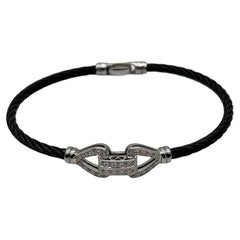 Cable Single Row with 18K White Gold White Diamonds Filigree Statement Bracelet