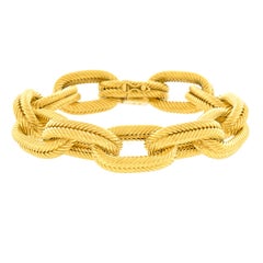 Cable Twist Motif Double Link Gold Bracelet