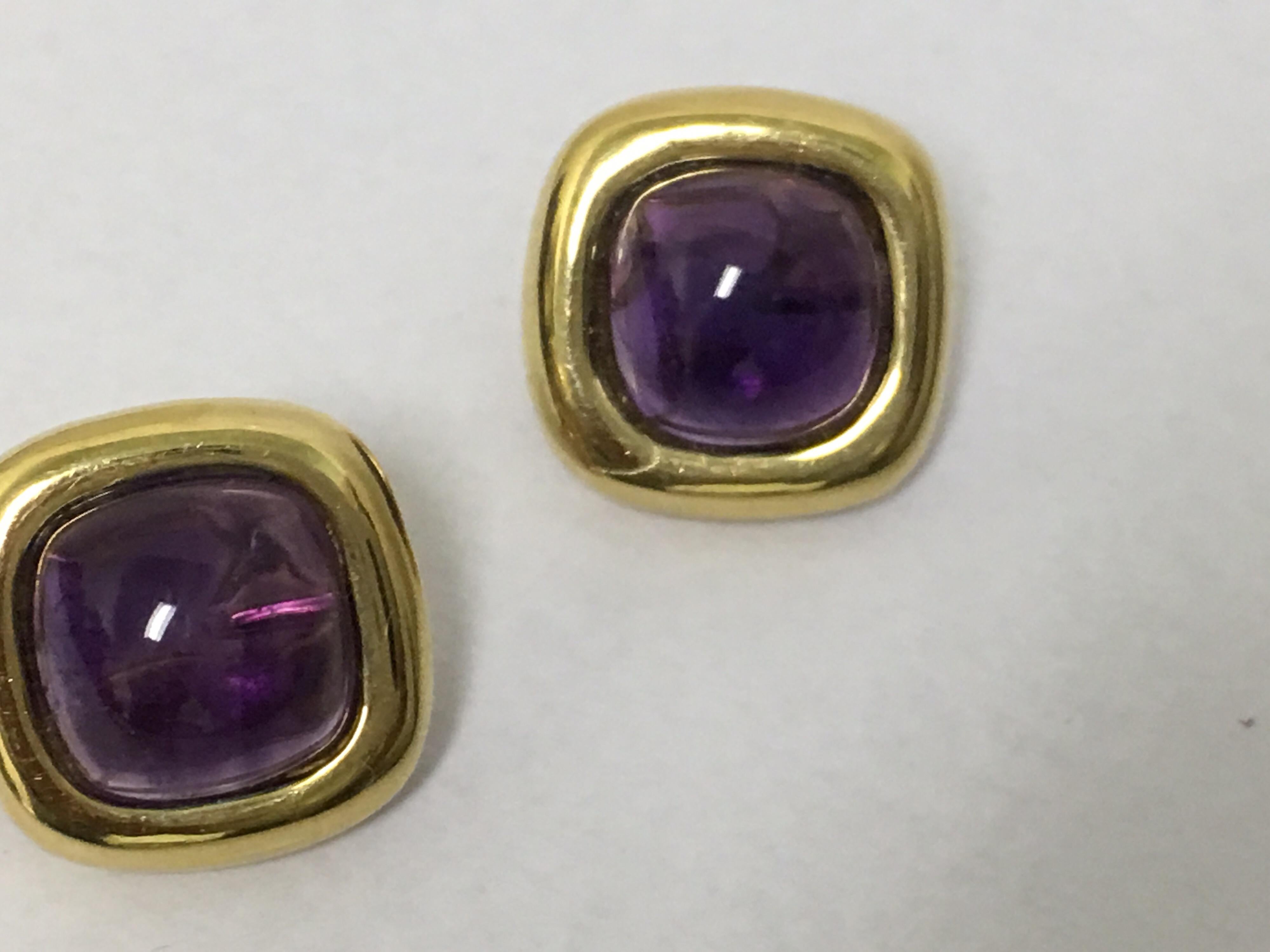 Cabochen Amethyst Earrings In Good Condition In Trumbull, CT