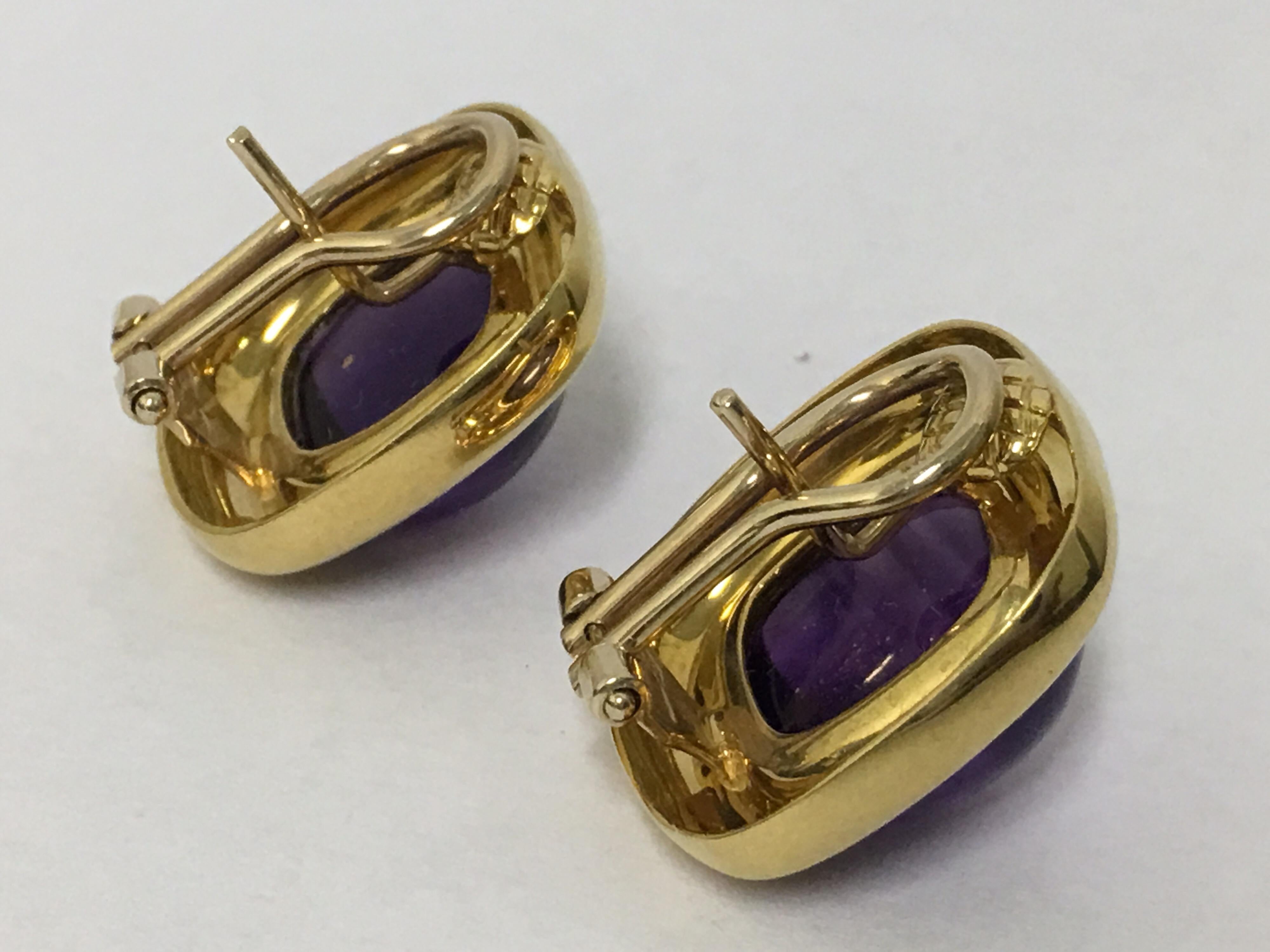 Women's or Men's Cabochen Amethyst Earrings