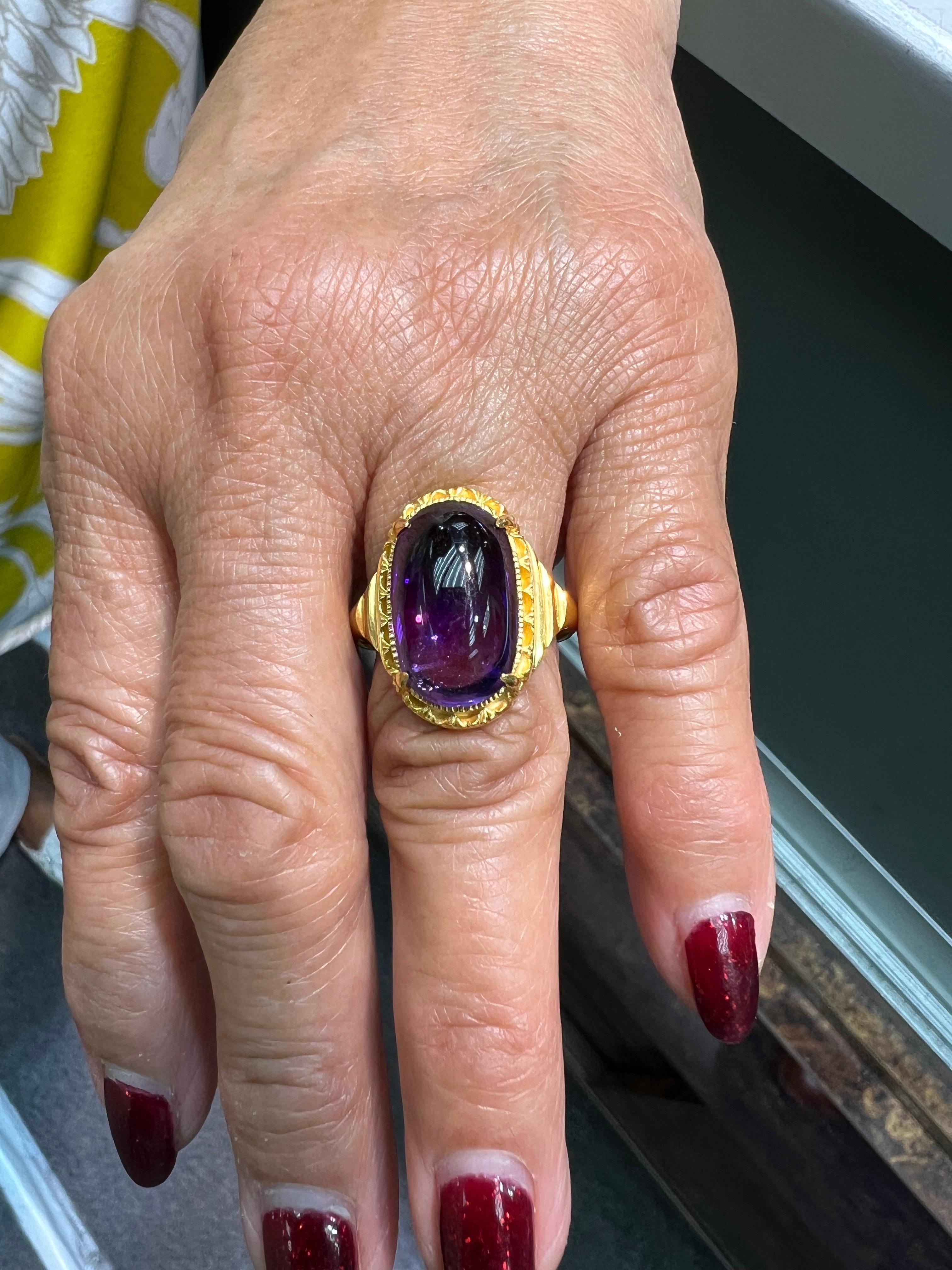 amethyst cabochon ring