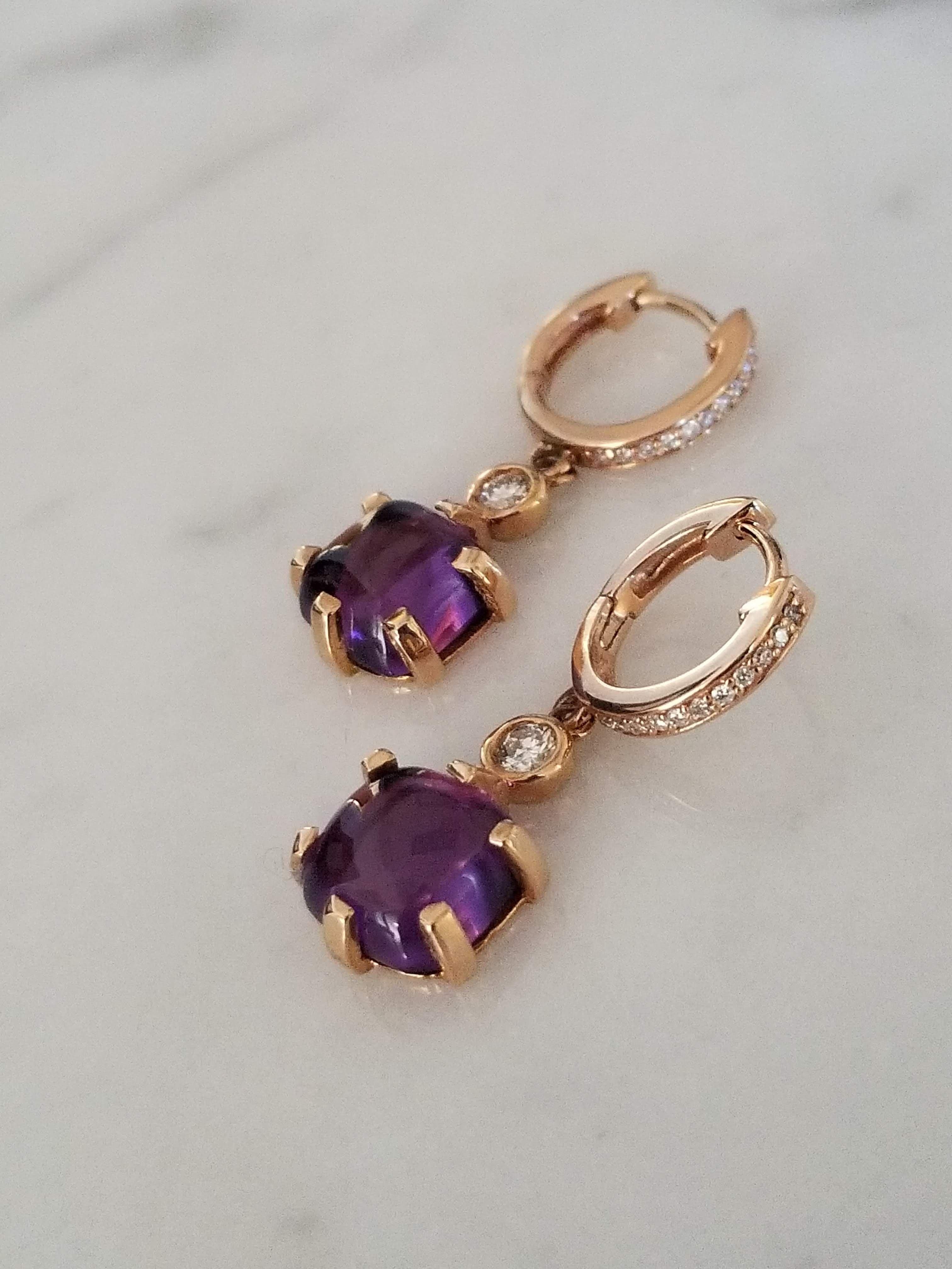 Cabochon Amethyst Earrings In New Condition For Sale In Los Angeles, CA