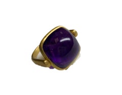 Cabochon Amethyst Flip Ring in 22 Karat Gold, A2 by Arunashi